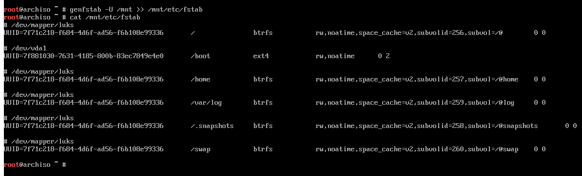 generating the new fstab