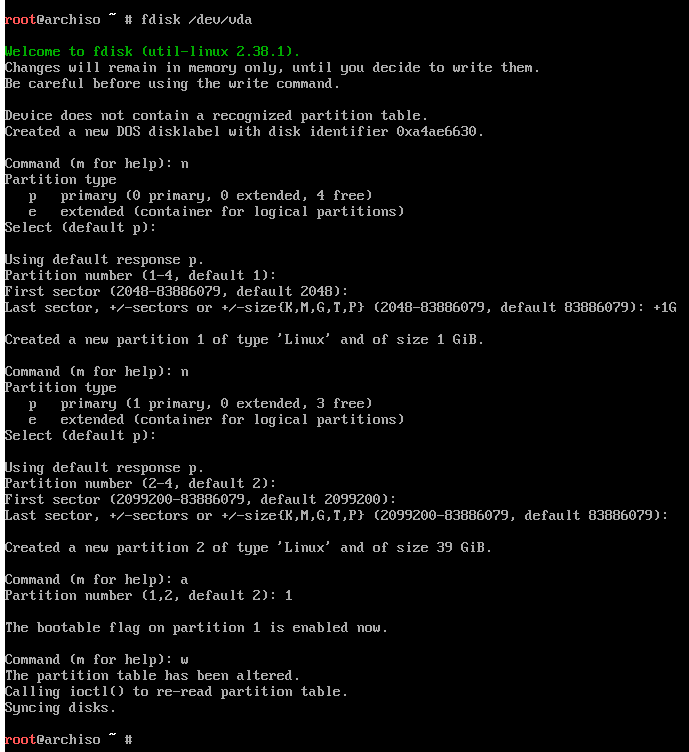 Fdisk partitioning