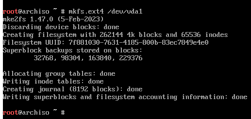 Formatting the boot partition with ext4